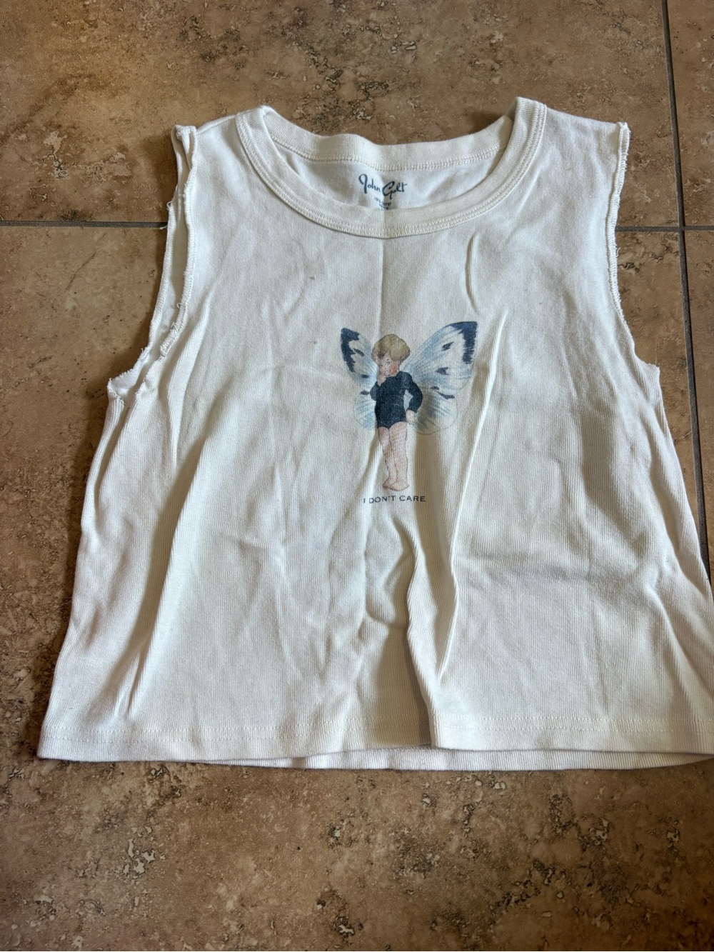 Brandy Melville White Graphic Fairy Tank Top